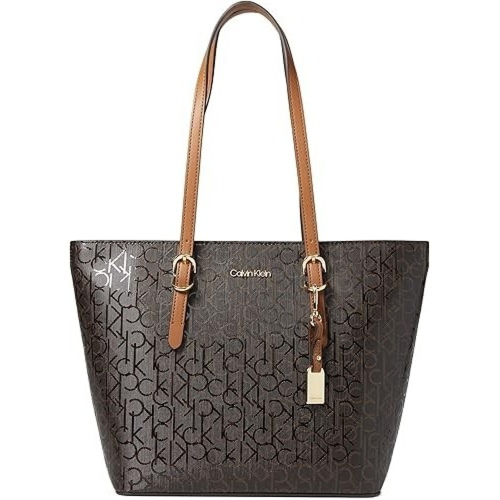Calvin Klein Signature Tote Bag Serafina Brown Logo 15.5x10.5x5in Handbag
